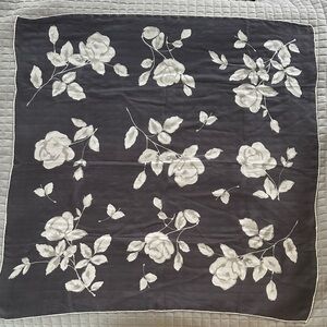 Giorgio Armani Gray and White Silk Floral Scarf
